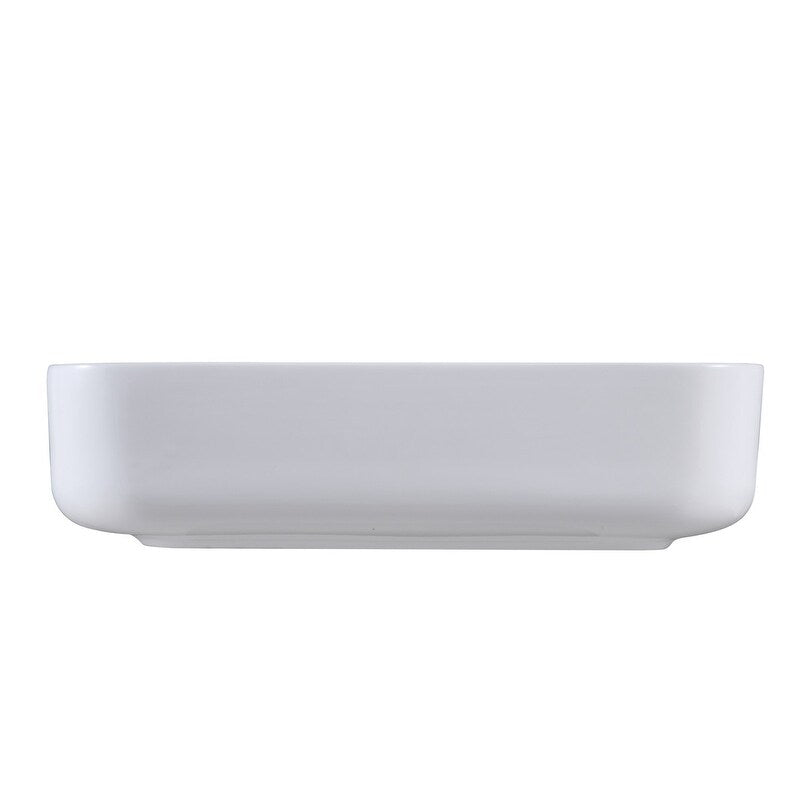 20 Inch Bathroom Rectangular Vessel Sink Above Counter Porcelain Ceramic Top Mount Art Basin With Matching Pop-up Drain