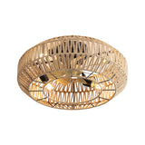 20 Inch New Boho Caged Ceiling Fan With Enclosed Rattan 6 Speeds Remote Control Reversible DC Motor For Living Room