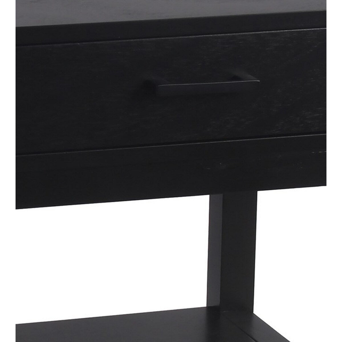 20 Inches Single Drawer Nightstand with Chamfered Legs, Black