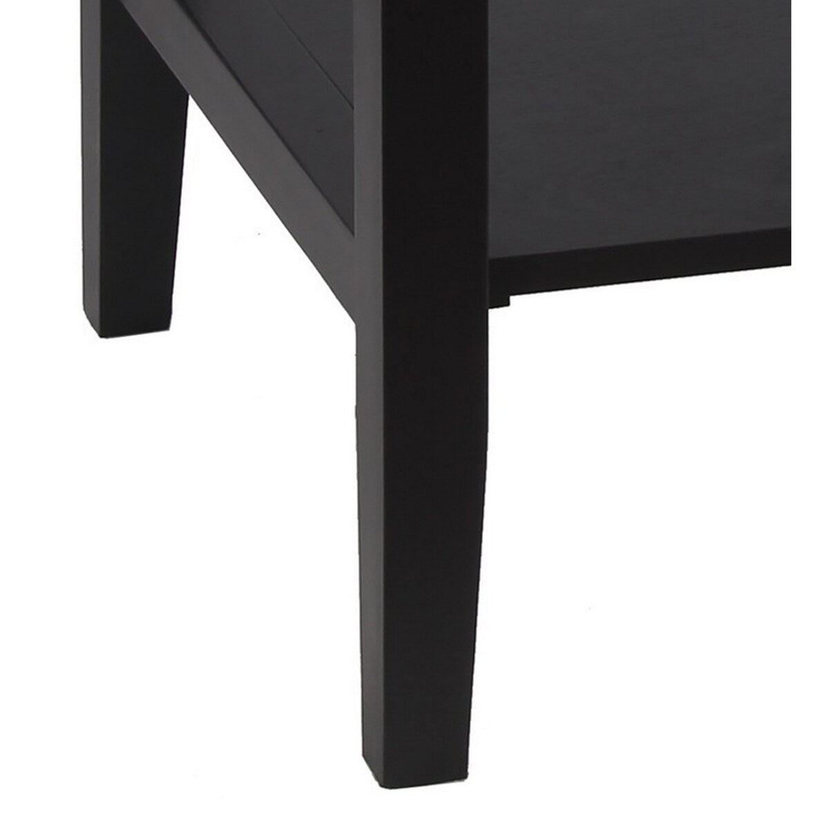 20 Inches Single Drawer Nightstand with Chamfered Legs, Black