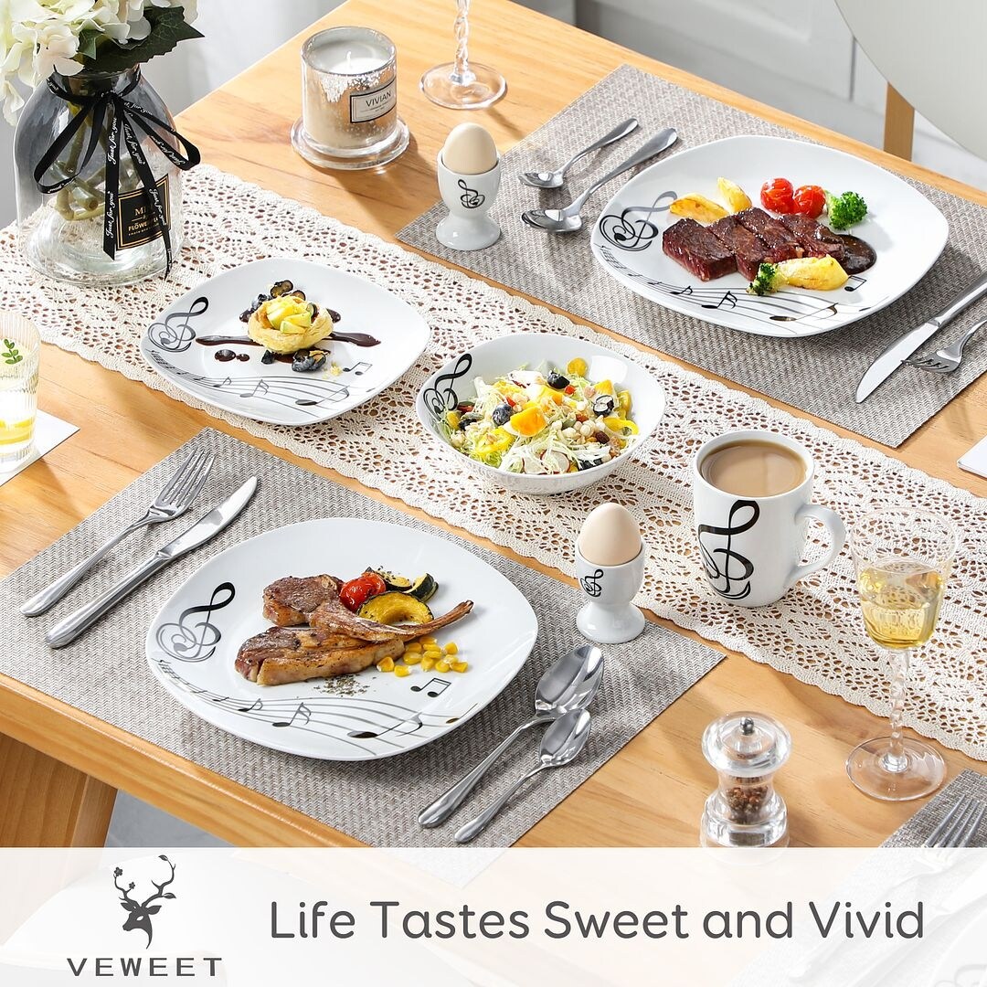 VEWEET 20-Piece White Porcelain Dinnerware Set (Service for 4)