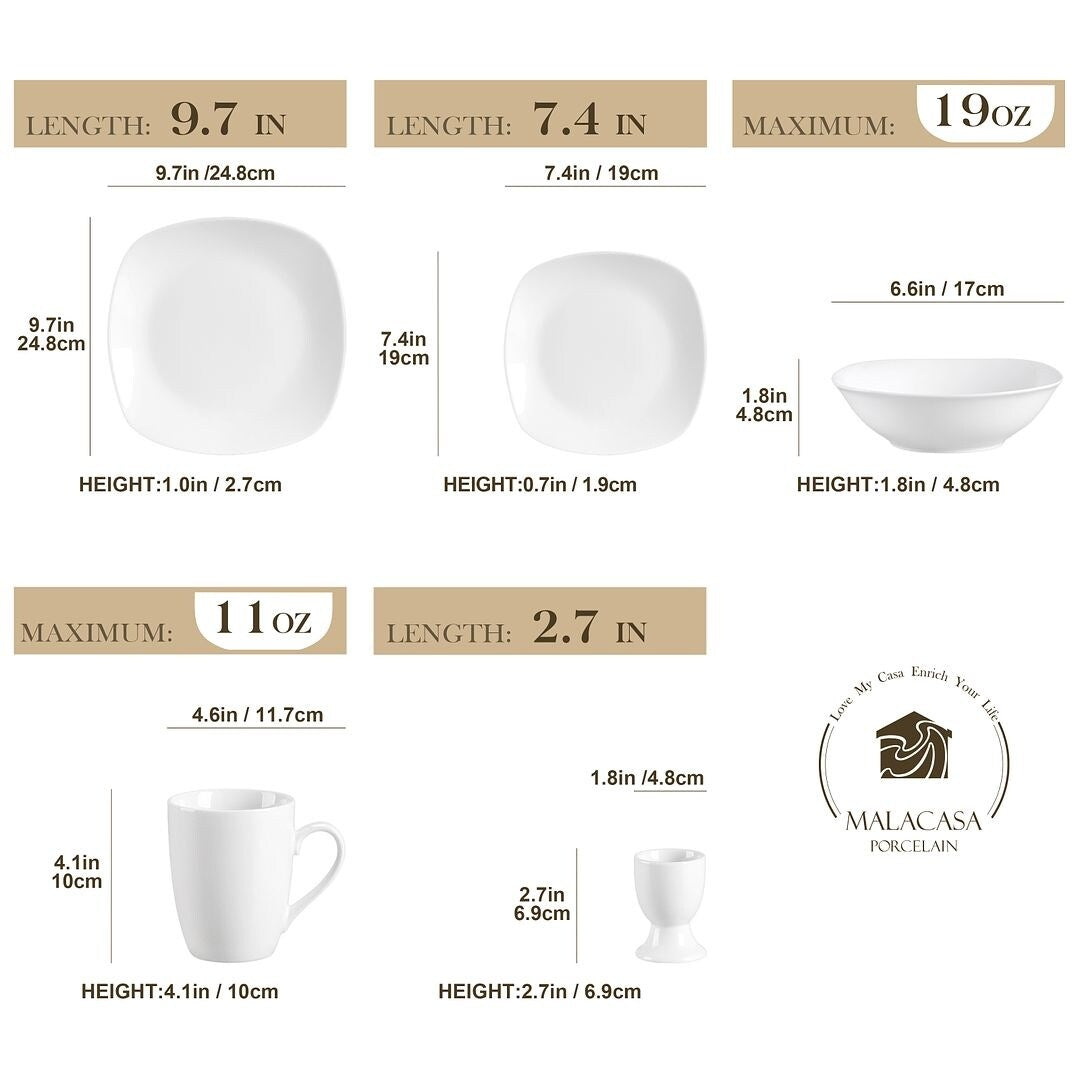 VEWEET 20-Piece White Porcelain Dinnerware Set (Service for 4)
