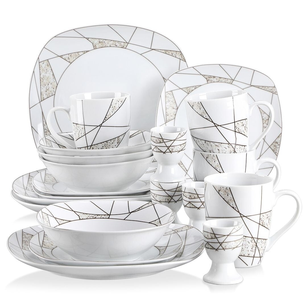 VEWEET 20-Piece White Porcelain Dinnerware Set (Service for 4)