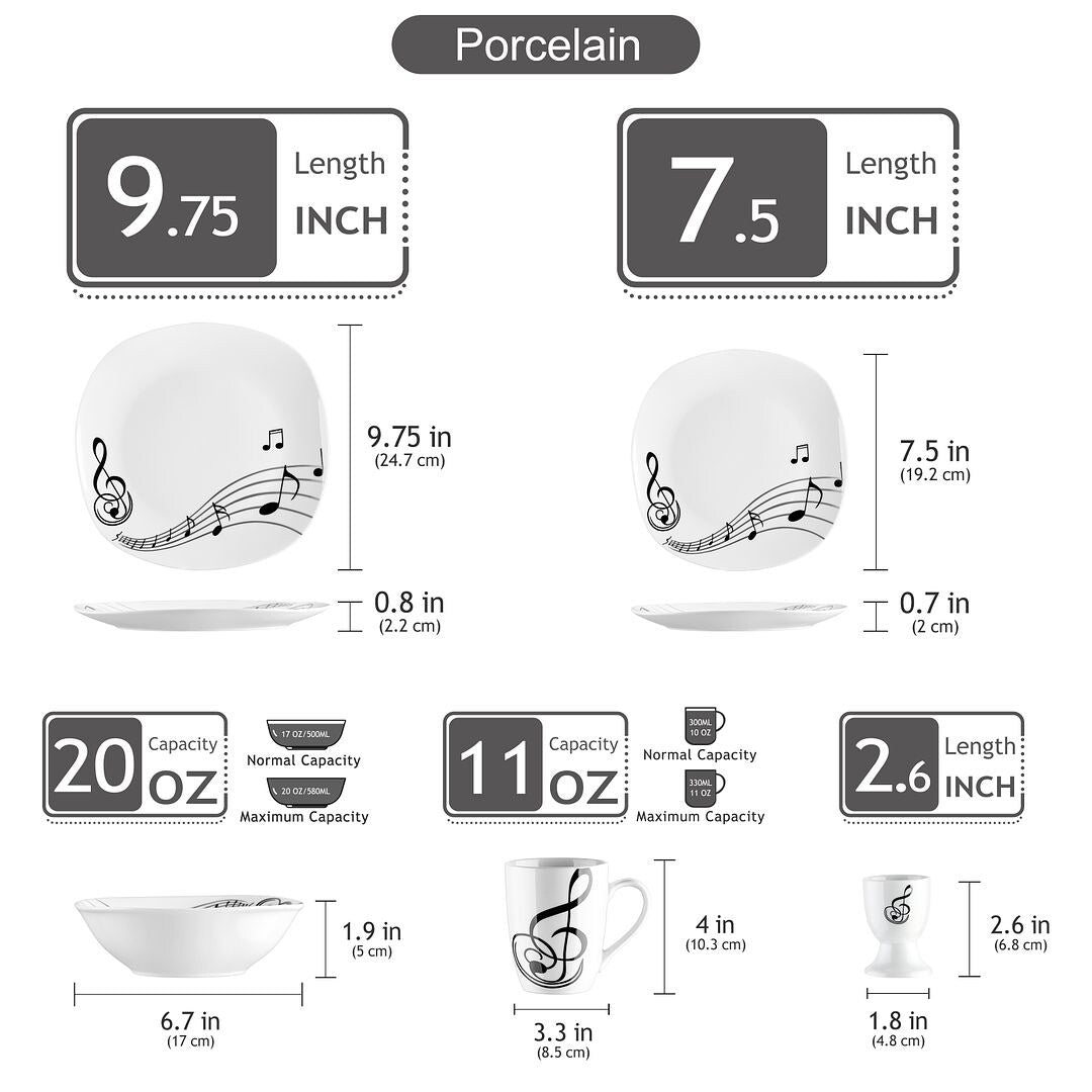 VEWEET 20-Piece White Porcelain Dinnerware Set (Service for 4)