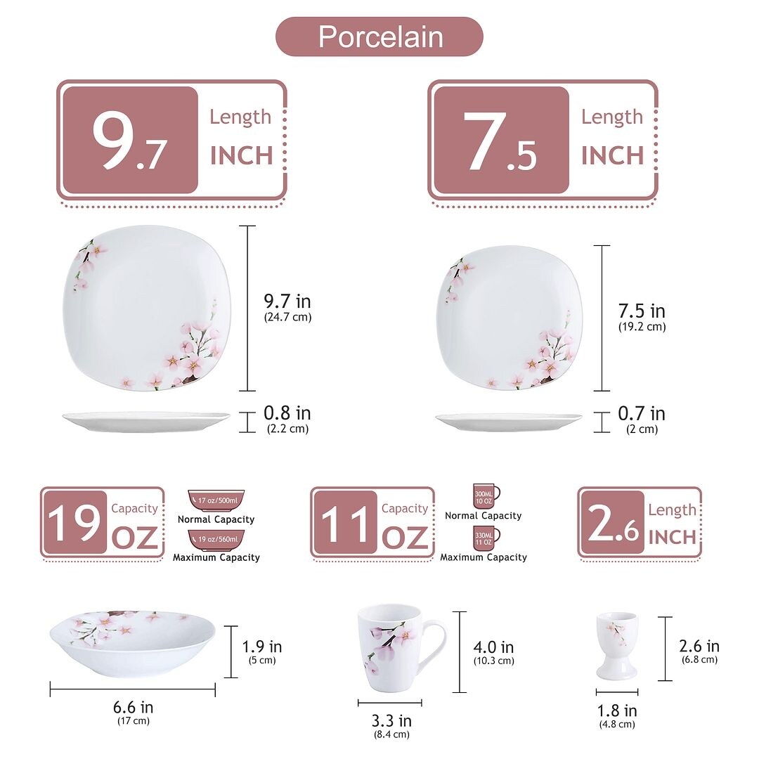 VEWEET 20-Piece White Porcelain Dinnerware Set (Service for 4)
