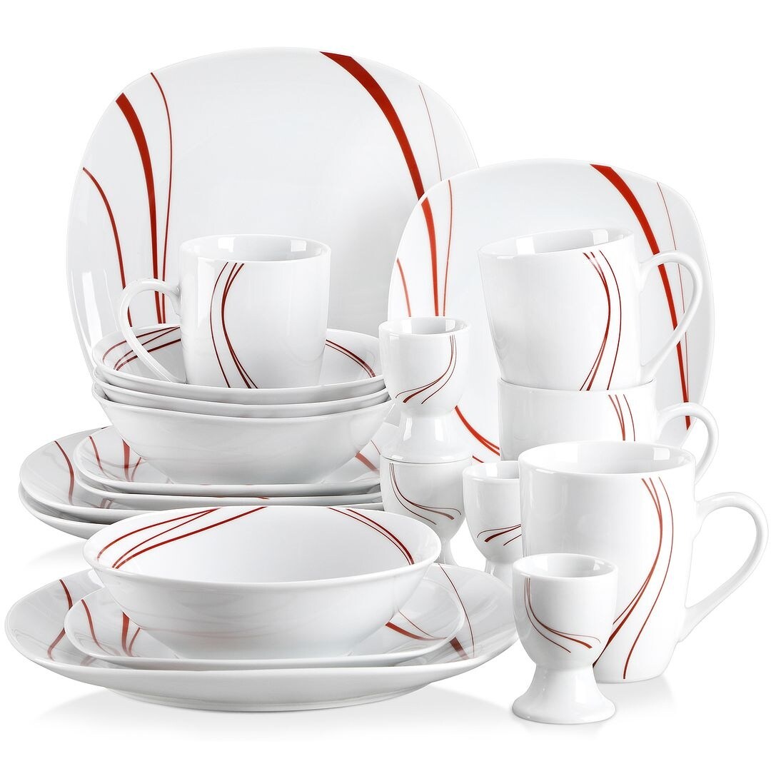 VEWEET 20-Piece White Porcelain Dinnerware Set (Service for 4)