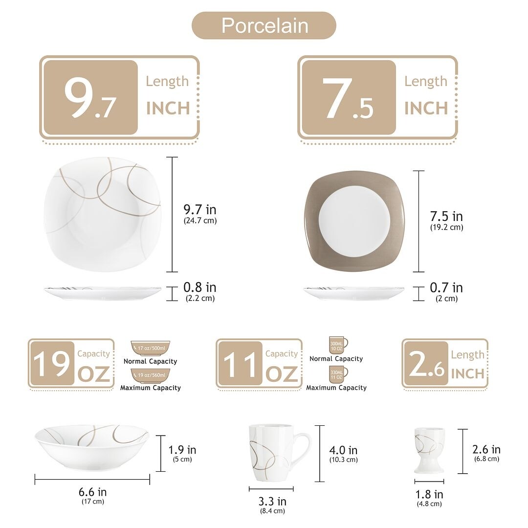 VEWEET 20-Piece White Porcelain Dinnerware Set (Service for 4)