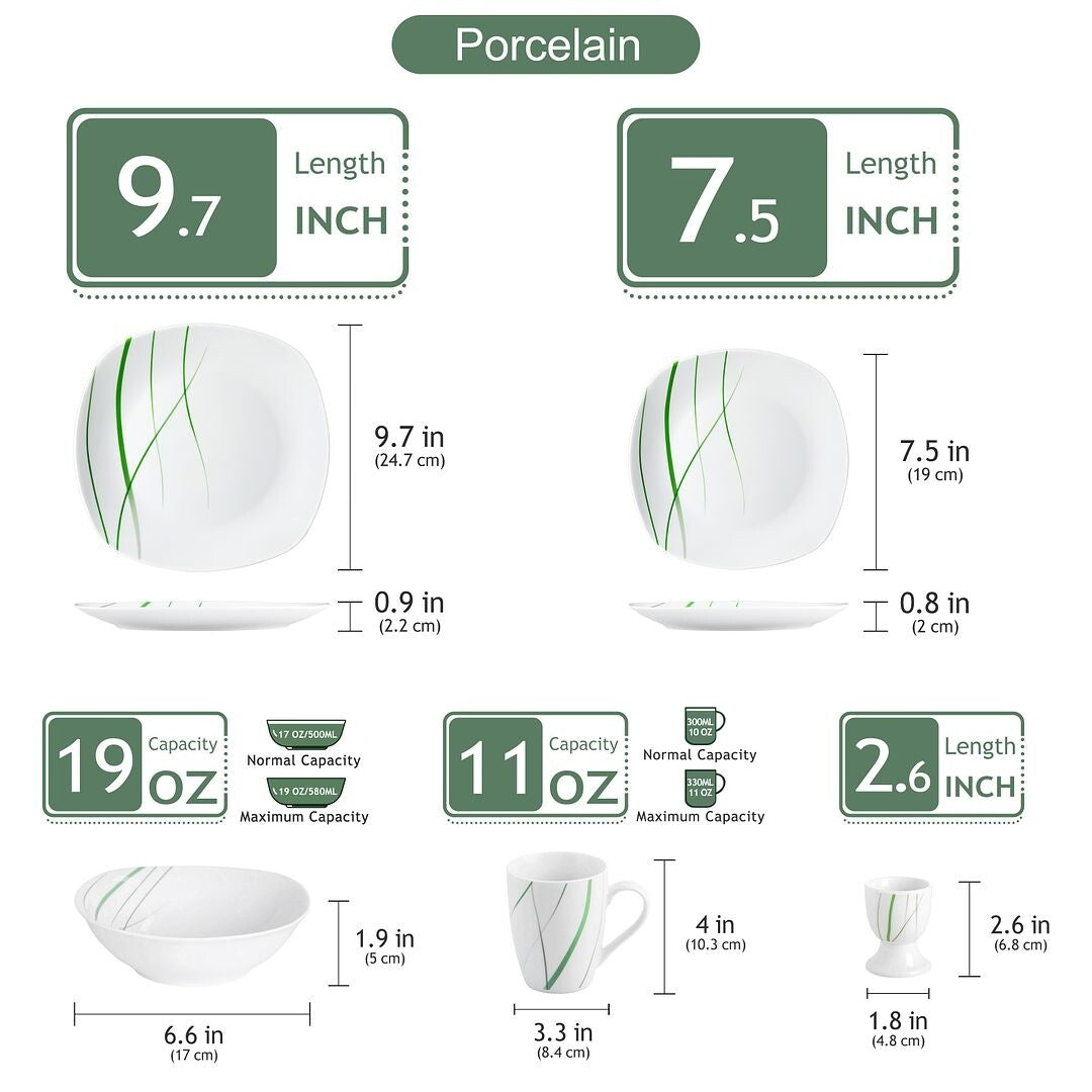 VEWEET 20-Piece White Porcelain Dinnerware Set (Service for 4)
