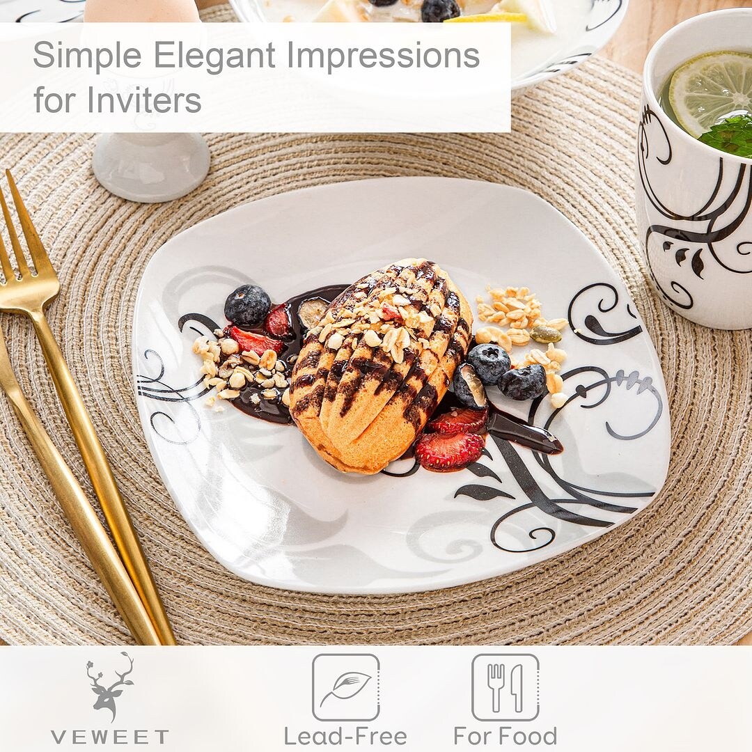 VEWEET 20-Piece White Porcelain Dinnerware Set (Service for 4)