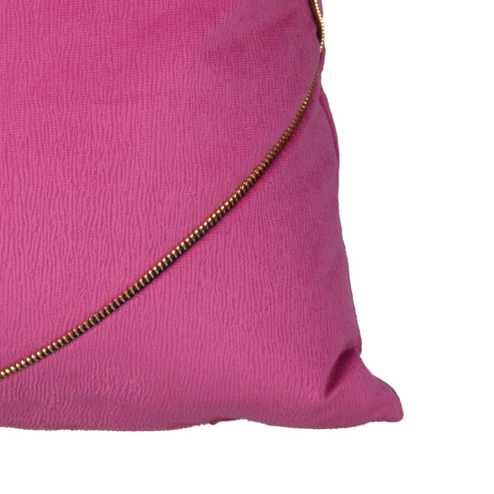20 X 14 Inch Polyester Pillow with Zipper Accent, Set of 2, Pink