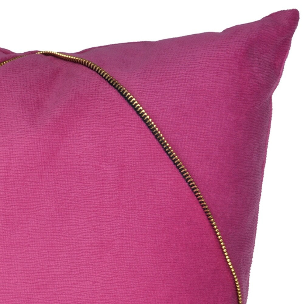 20 X 14 Inch Polyester Pillow with Zipper Accent, Set of 2, Pink