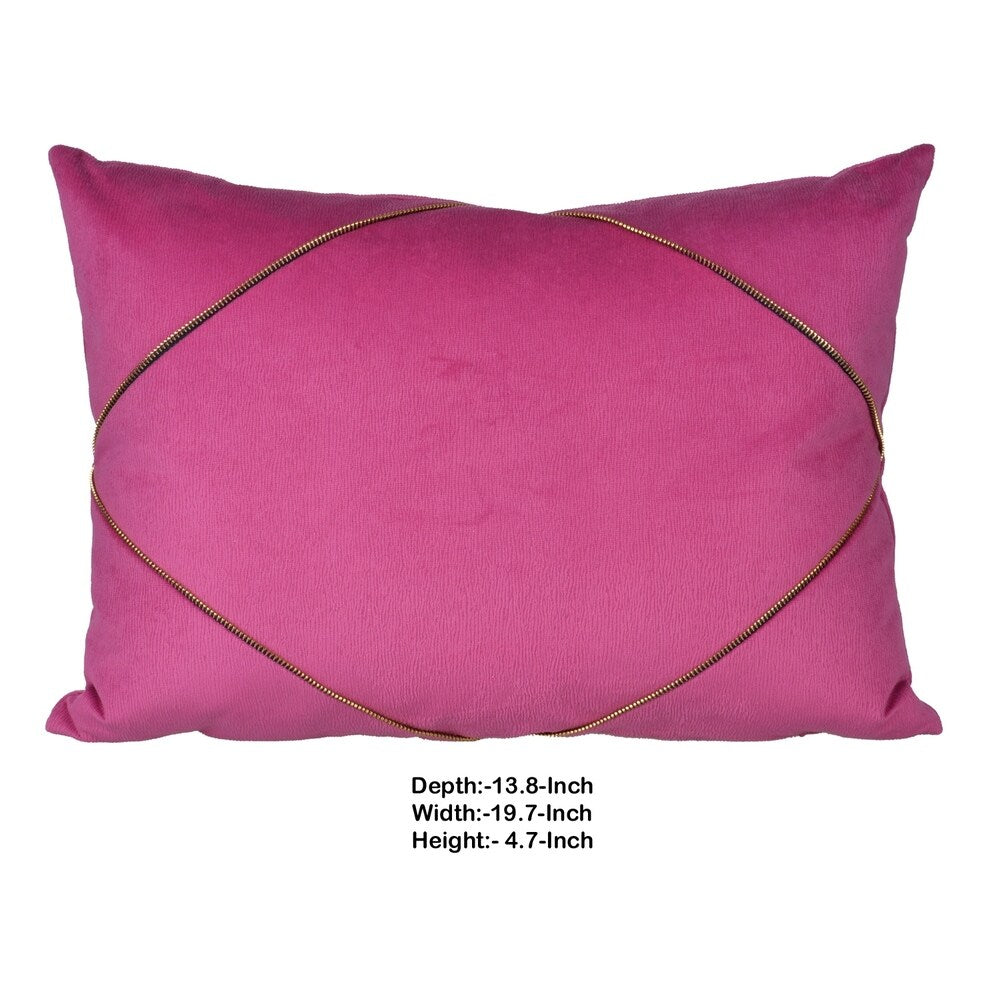 20 X 14 Inch Polyester Pillow with Zipper Accent, Set of 2, Pink
