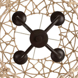 20-in 4-Light Rustic Natural Jute Rope Woven Globe Pendant Light with Brown Canopy - Coffee brown - 20 in. W - 20 in. W