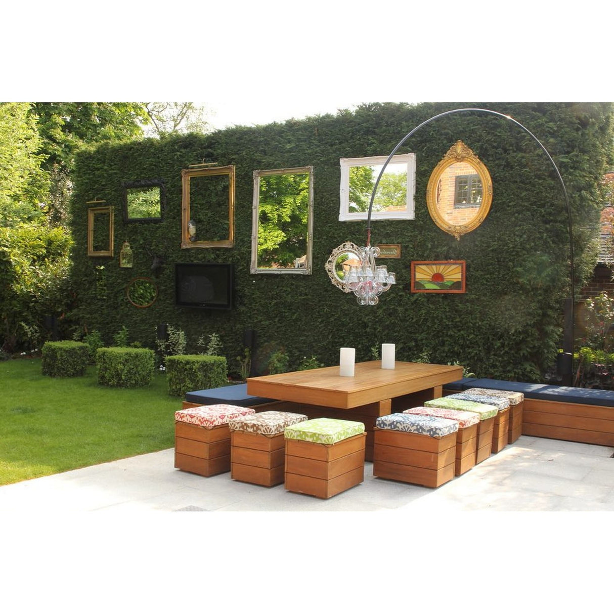 20 in x 20 in Artificial Boxwood Hedge for Outdoor Patio/Deck Privacy - Set of 8pc - Set of 8pc