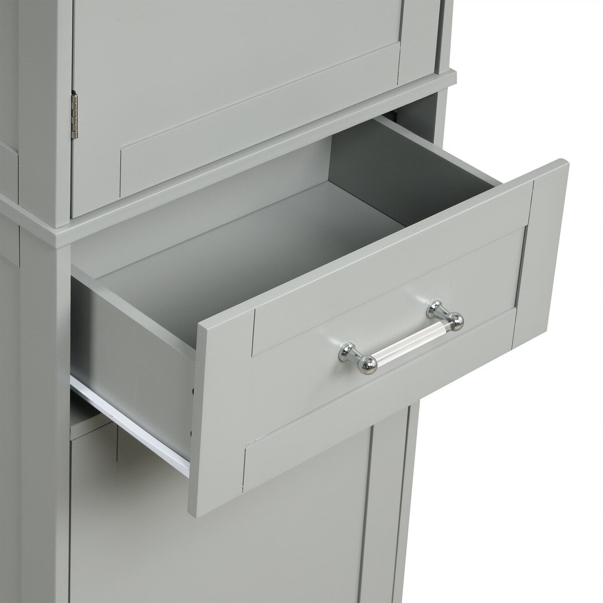 20 in. W x 13 in. D x 68.1 in. H Linen Cabinet with 2-Different Size Drawers and Adjustable Shelf