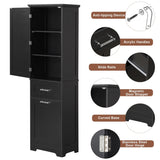20 in. W x 13 in. D x 68.1 in. H Linen Cabinet with 2-Different Size Drawers and Adjustable Shelf