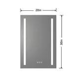 20 in. W x 30 in. H Aluminium and Glass LED Bathroom Mirror with Defogger and Dimmable - 20" x 30"