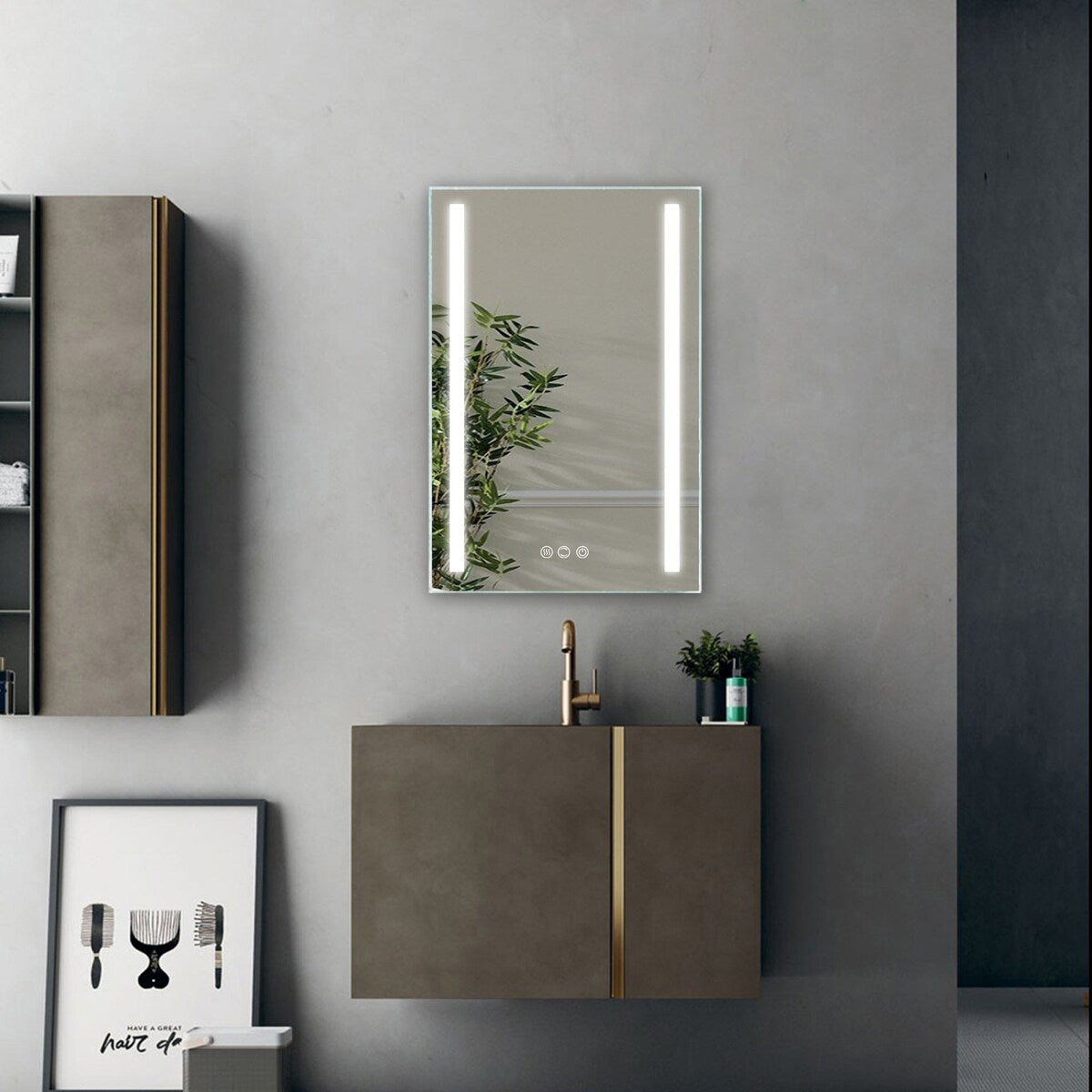 20 in. W x 30 in. H Aluminium and Glass LED Bathroom Mirror with Defogger and Dimmable - 20" x 30"