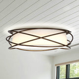20" Industrial Bronze Metal LED Flush Mount Ceiling Light for Bedroom