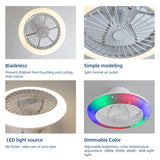 18.8 in Smart Bladeless Ceiling Fans with Alexa/Google Assistant/App Control Color Changing LED-RGB Light. - N/A