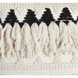 20 x 20 Fringed Cotton Accent Pillow Cover, White and Black