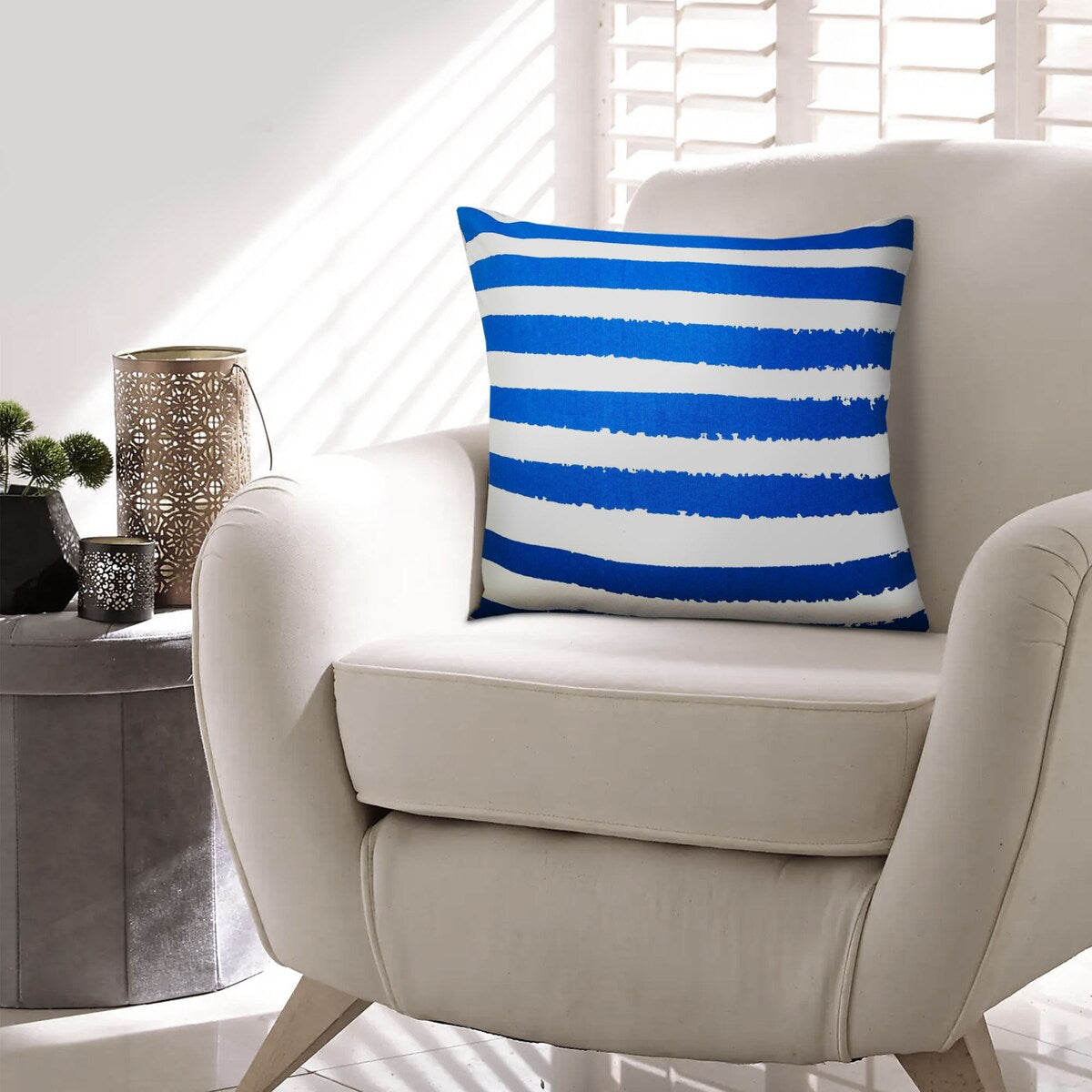 20 x 20 Modern Square Cotton Throw Pillow Printed Stripe Pattern