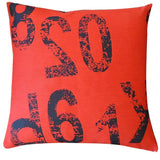 Jiti Red Mid-Century Modern Number Cotton Accent Pillow - 20 x 20