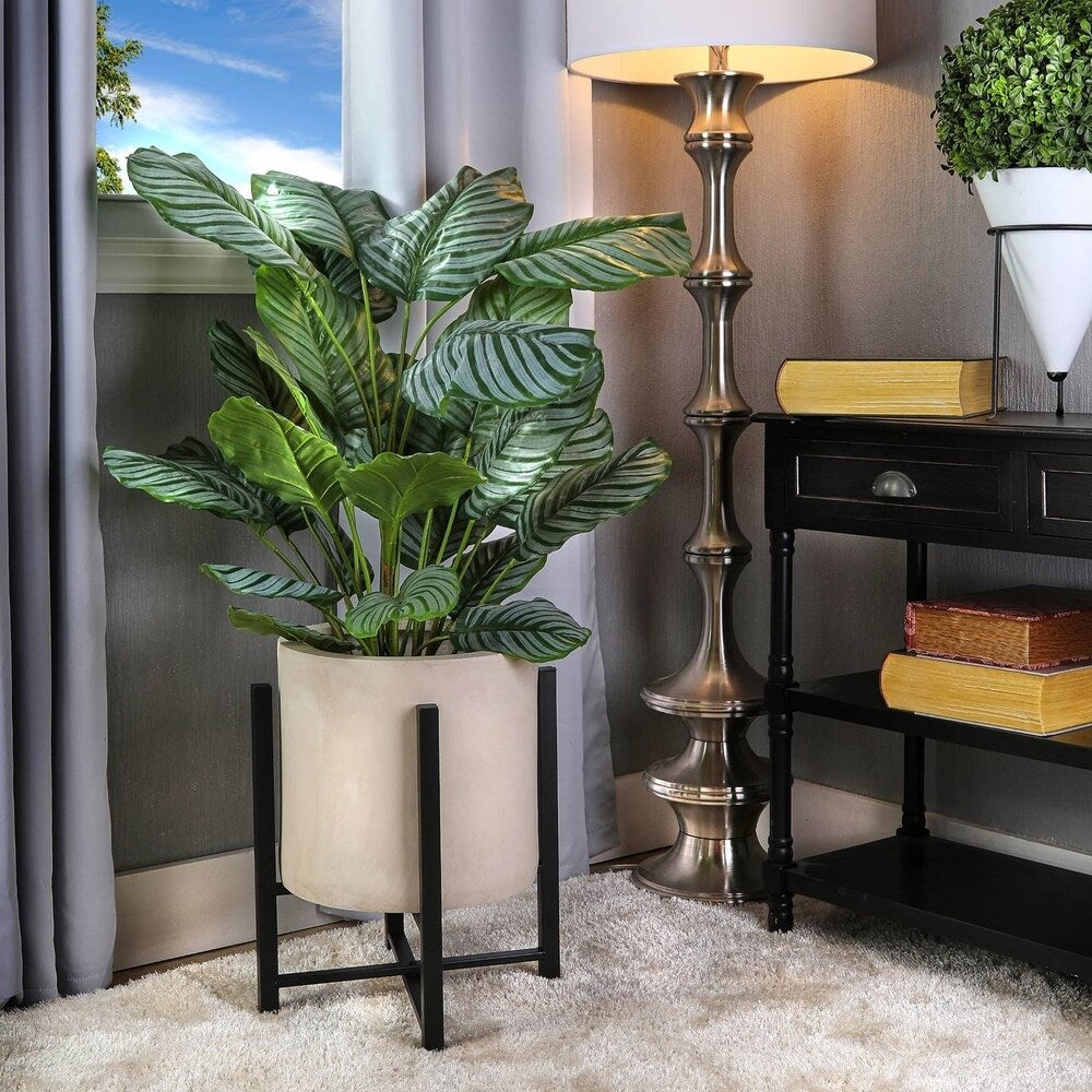 20.5" Tall Metal/Mgo Tall Planter On Stand