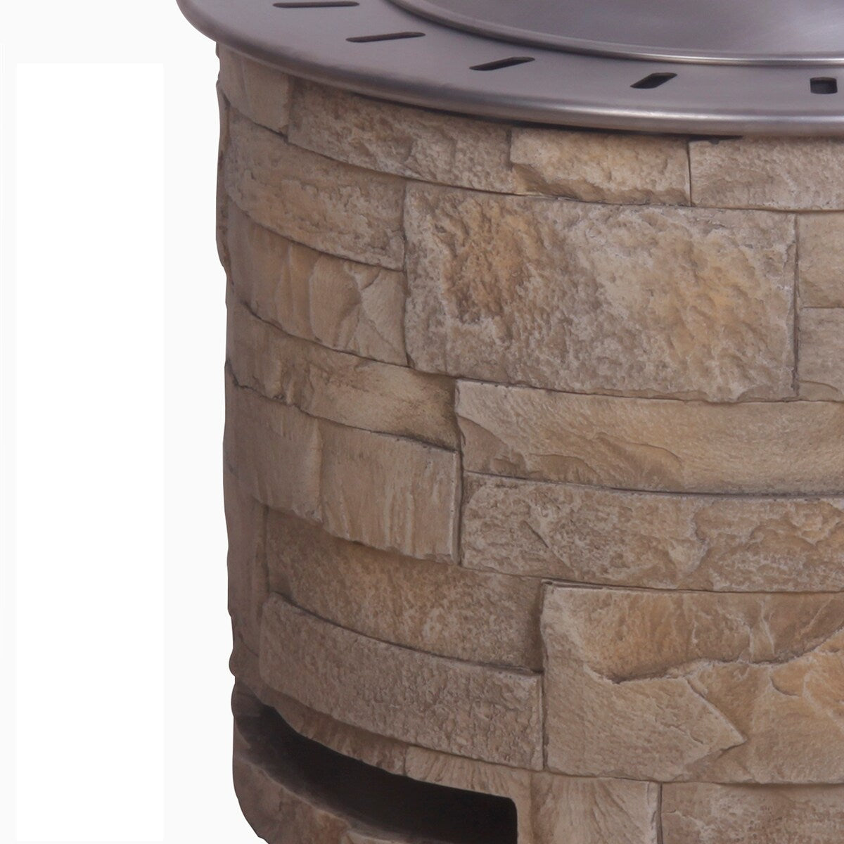 20.5" Round Smokeless Fire Pit Stackstone Look Stainless Steel Top & TerraFab Base Wood Burning for Outdoor Patio Garden - N/A
