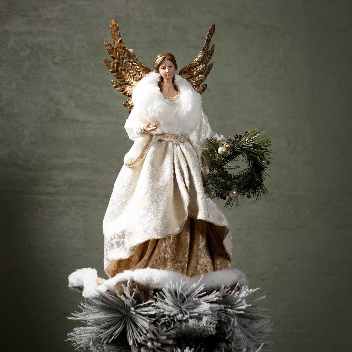 20.5"H Sullivans Vintage Gold Angel Figure, Christmas Decor, Multicolored - 12"L x 12"W x 20.5"H