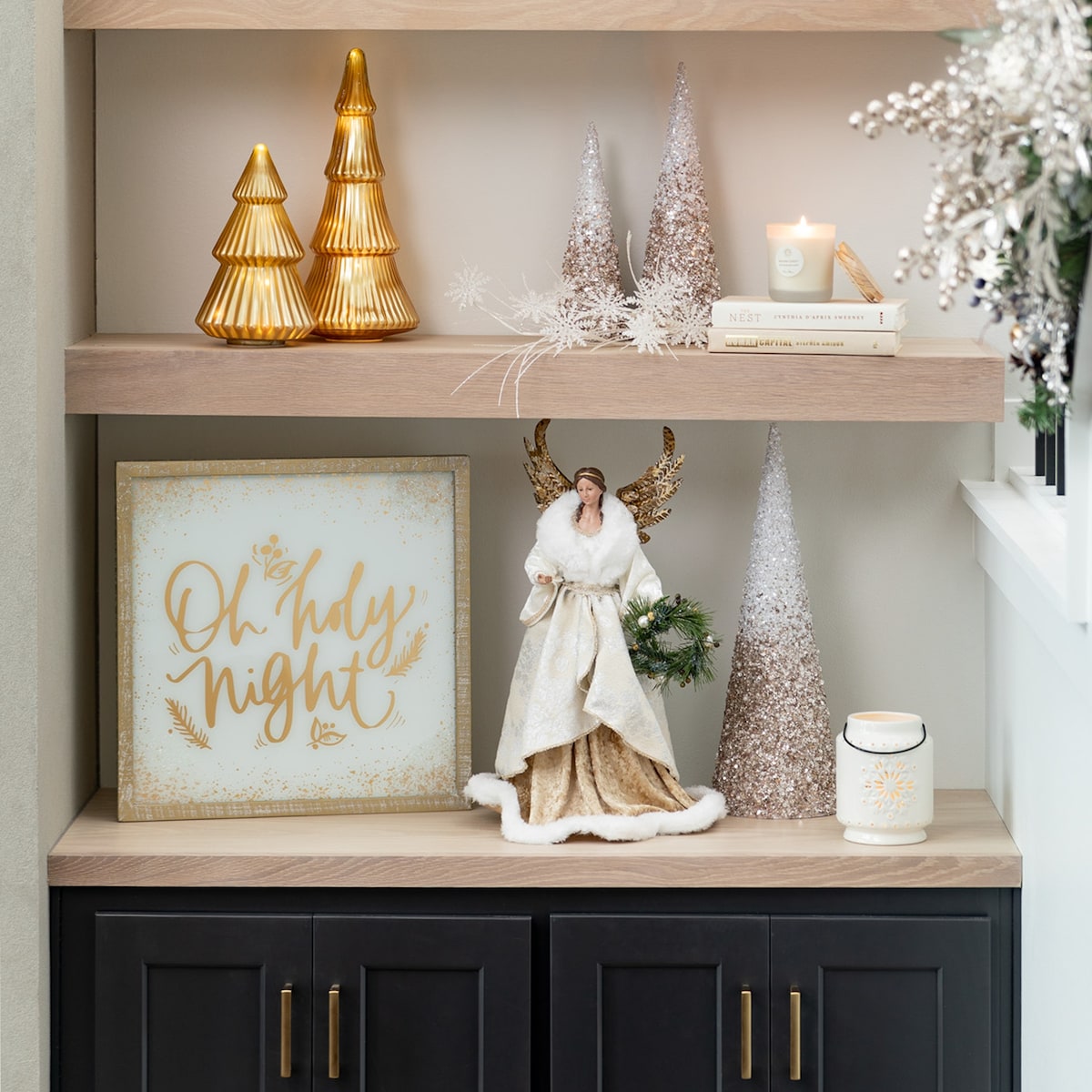 20.5"H Sullivans Vintage Gold Angel Figure, Christmas Decor, Multicolored - 12"L x 12"W x 20.5"H
