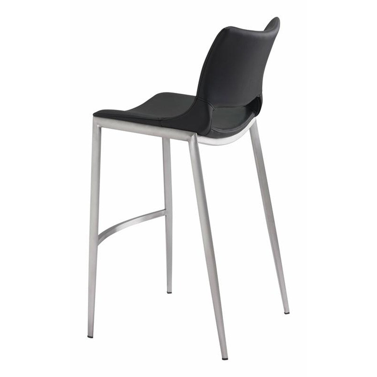 20.9" x 21.7" x 40.9" Black, Leatherette, Brushed Stainless Steel, Bar Chair - Set of 2