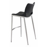 20.9" x 21.7" x 40.9" Black, Leatherette, Brushed Stainless Steel, Bar Chair - Set of 2
