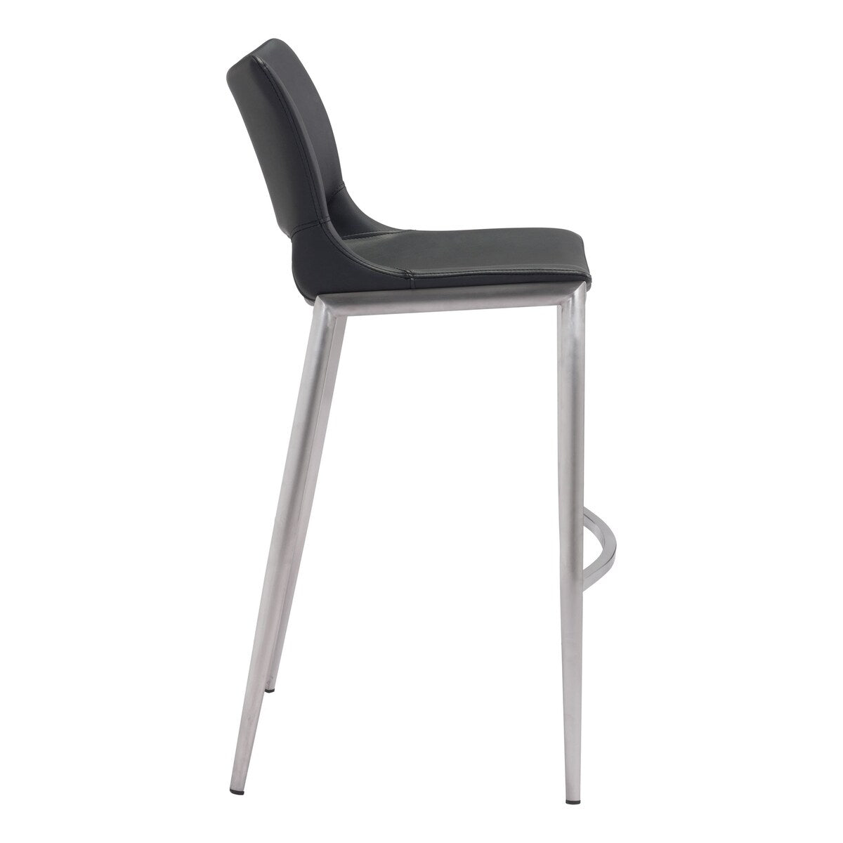 20.9" x 21.7" x 40.9" Black, Leatherette, Brushed Stainless Steel, Bar Chair - Set of 2