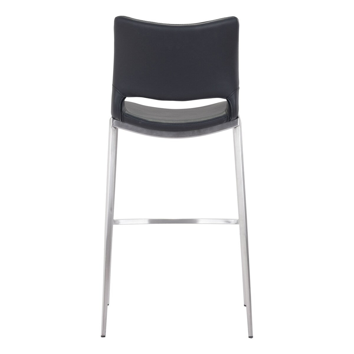 20.9" x 21.7" x 40.9" Black, Leatherette, Brushed Stainless Steel, Bar Chair - Set of 2