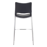 20.9" x 21.7" x 40.9" Black, Leatherette, Brushed Stainless Steel, Bar Chair - Set of 2