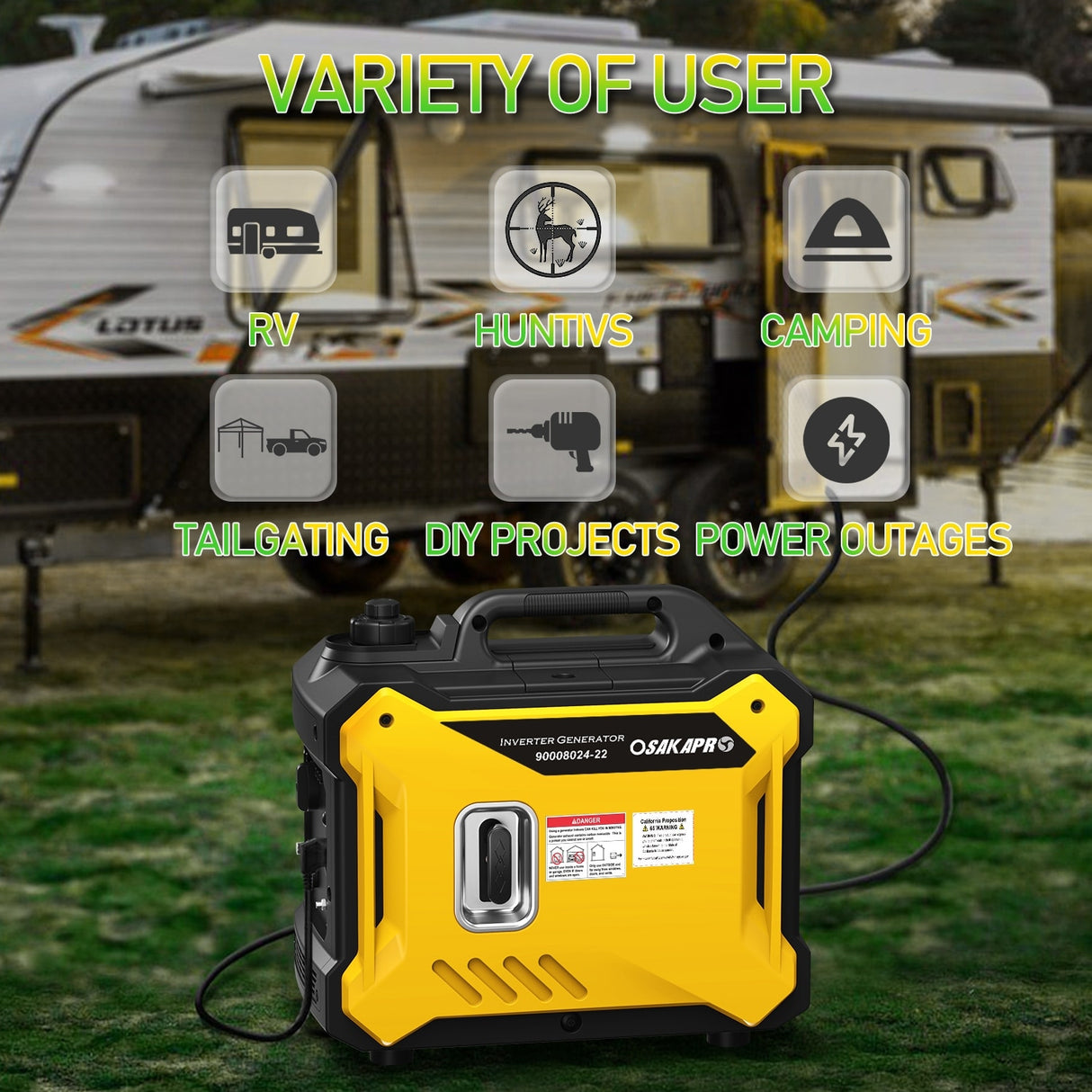 2000W Super quiet Inverter Generator, Portable Generator, Lightweight