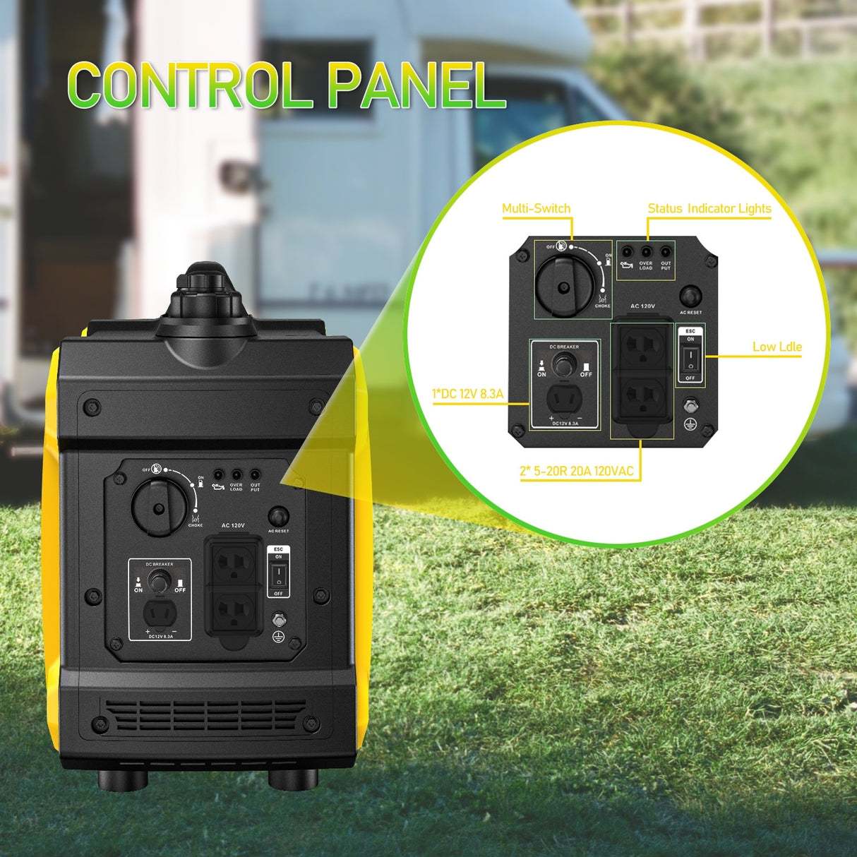 2000W Super quiet Inverter Generator, Portable Generator, Lightweight