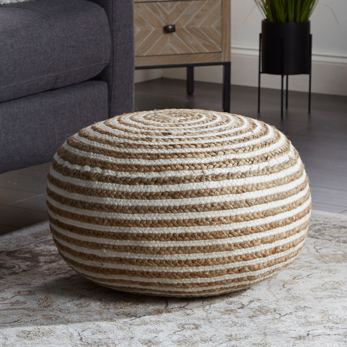 20X14 Townes Round Jute Pouf