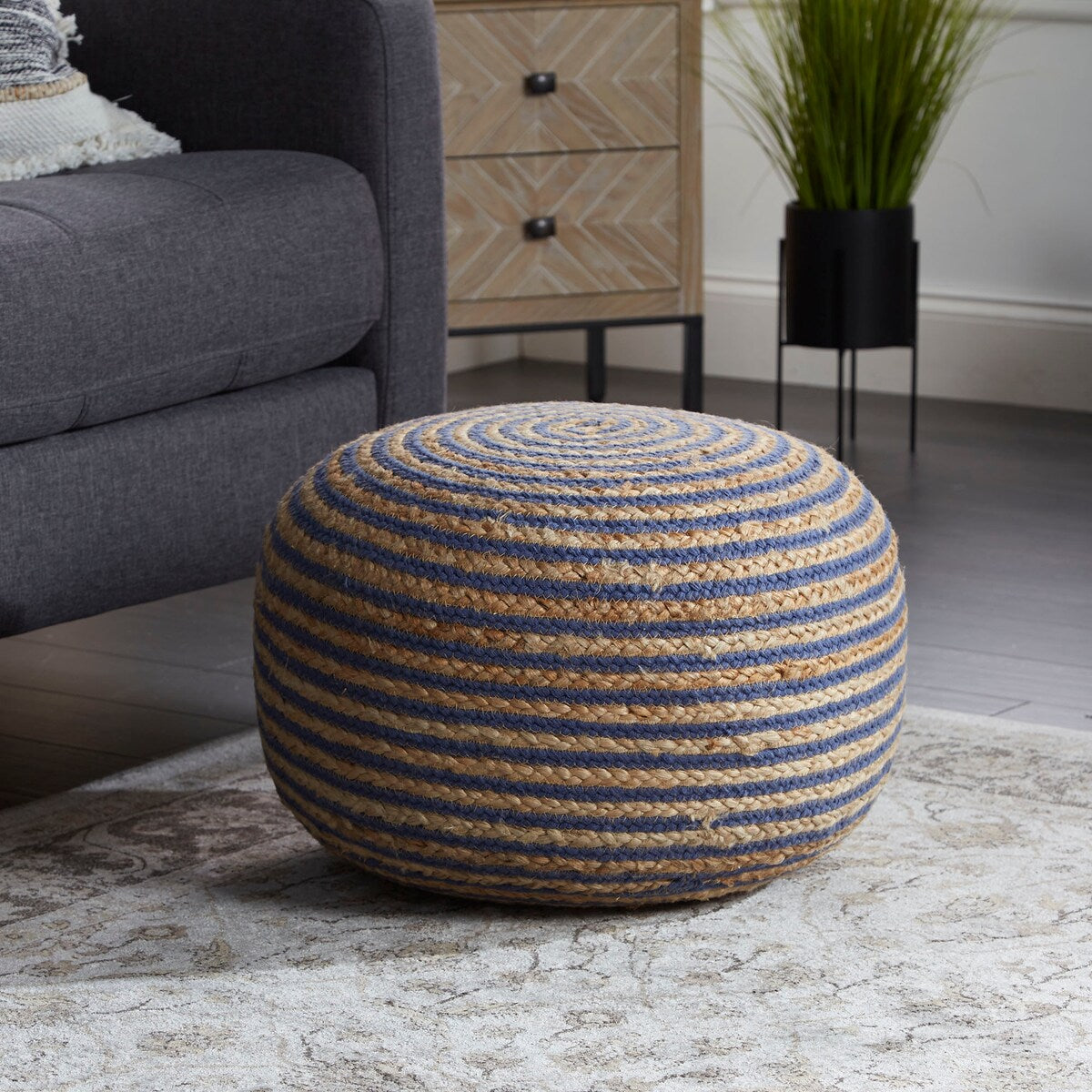 20X14 Townes Round Jute Pouf
