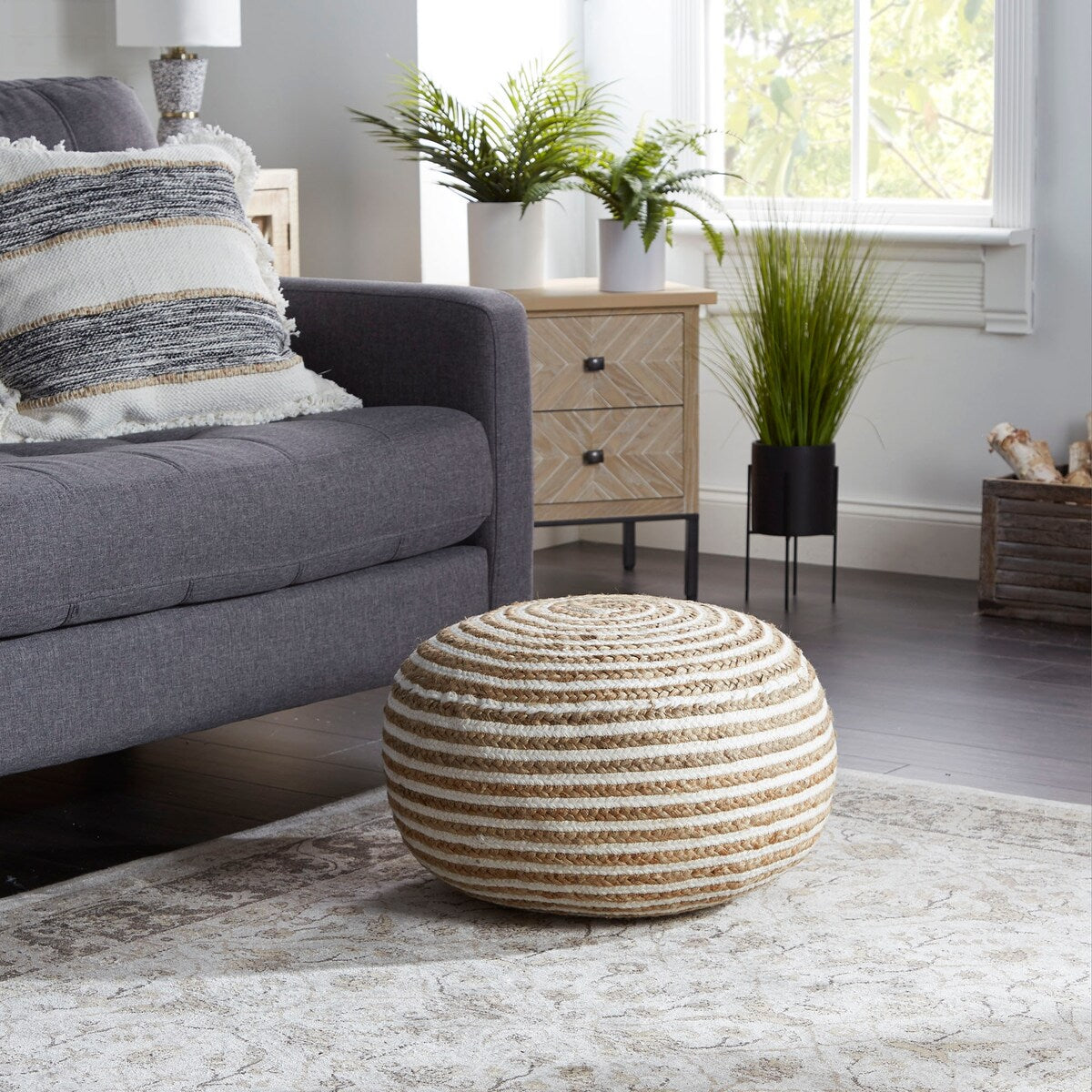 20X14 Townes Round Jute Pouf