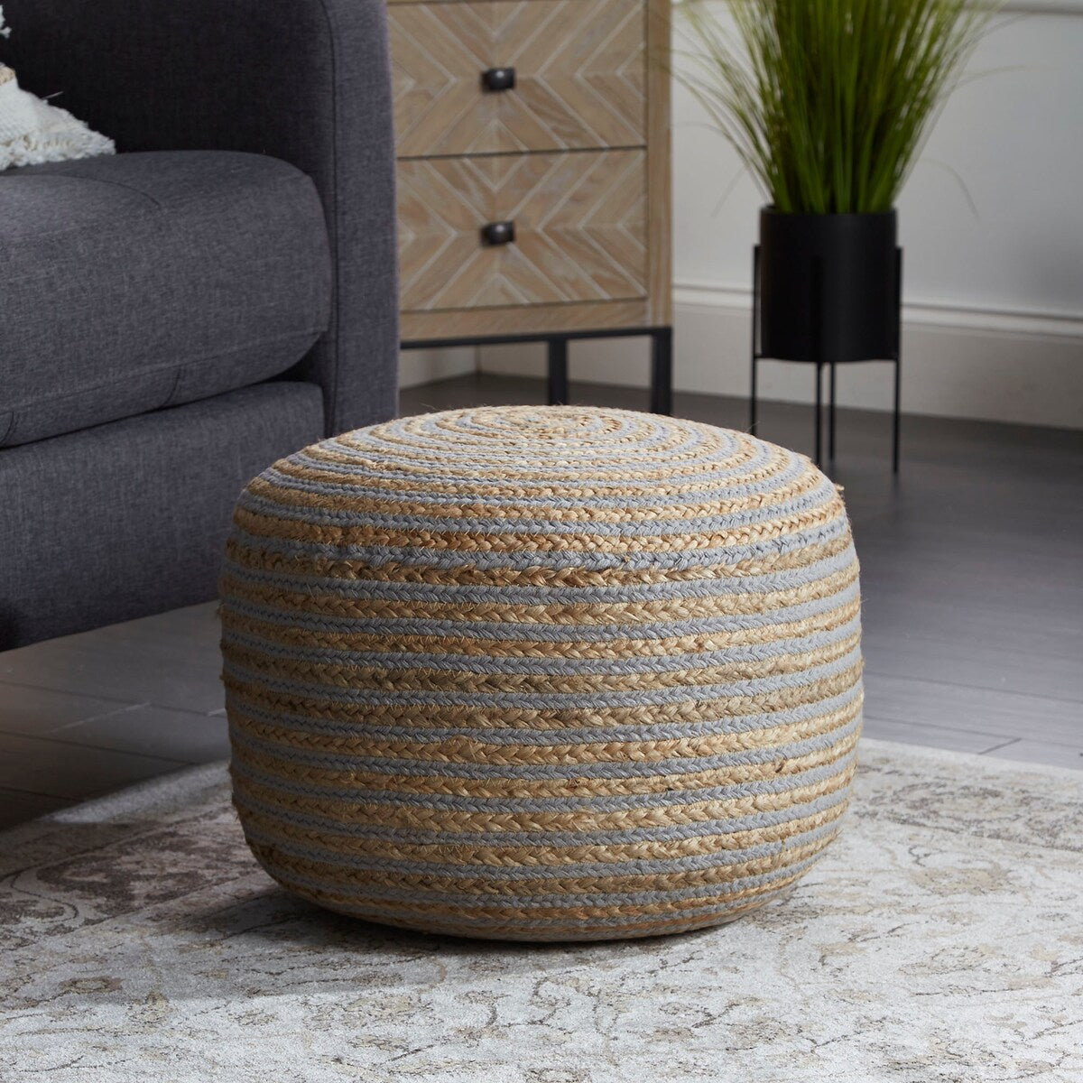 20X14 Townes Round Jute Pouf