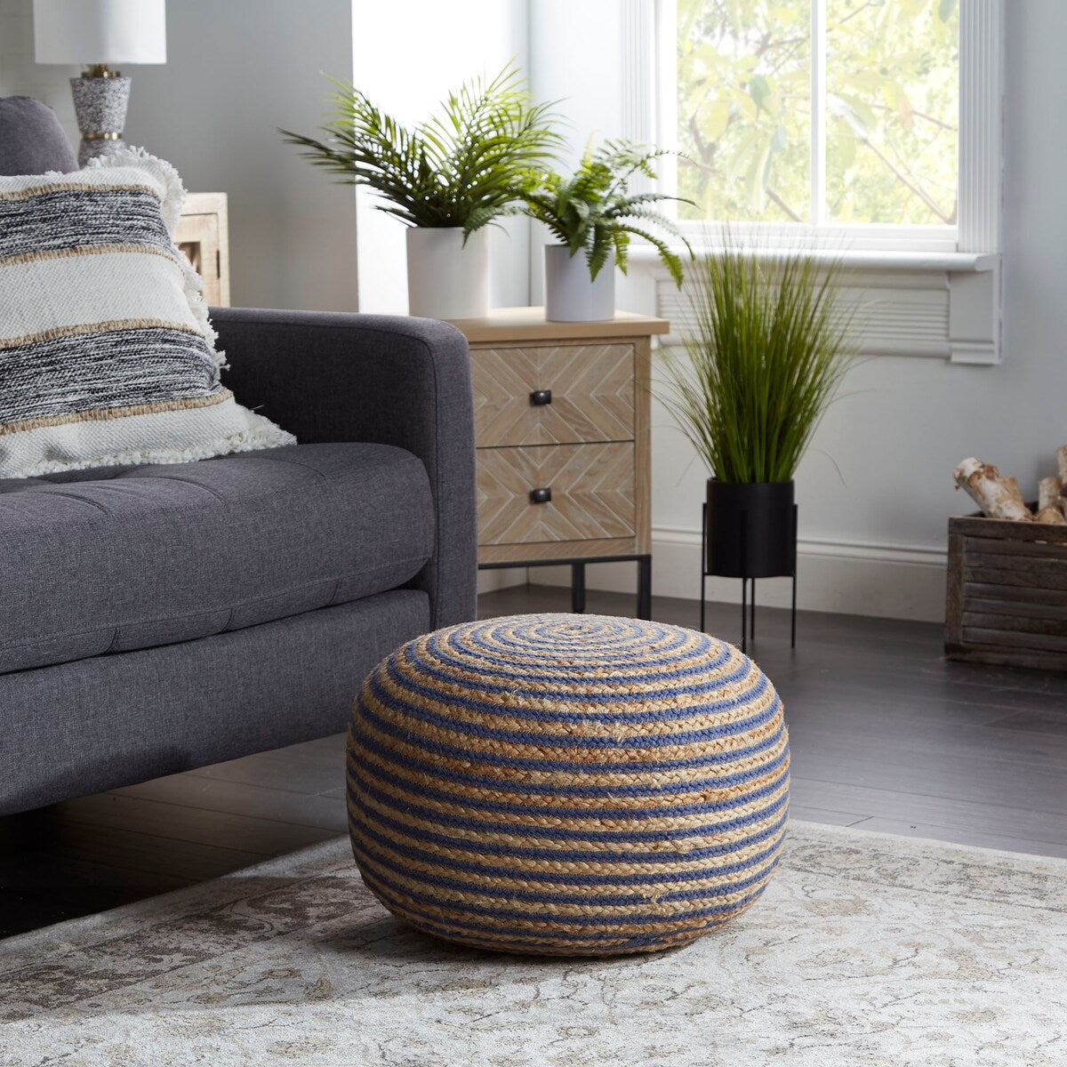 20X14 Townes Round Jute Pouf