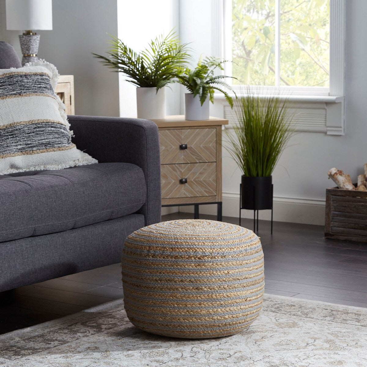 20X14 Townes Round Jute Pouf