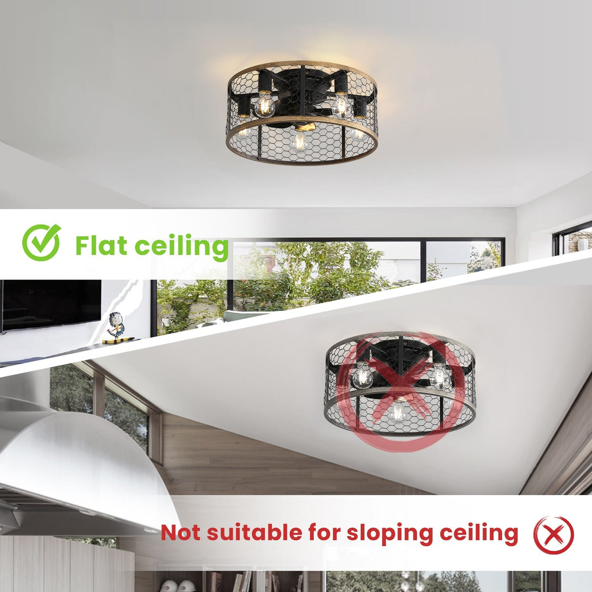 20" Industrial 5-Light Black Caged Ceiling Fan with Light Kit and Remote Control Included - 20 inch