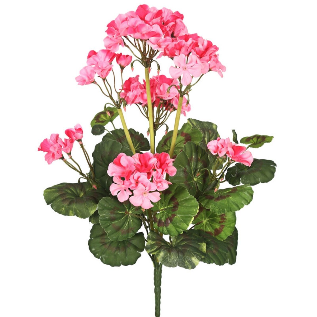 20" Artificial Pink Geranium Bush Featuring 9 Blossoms - N/A