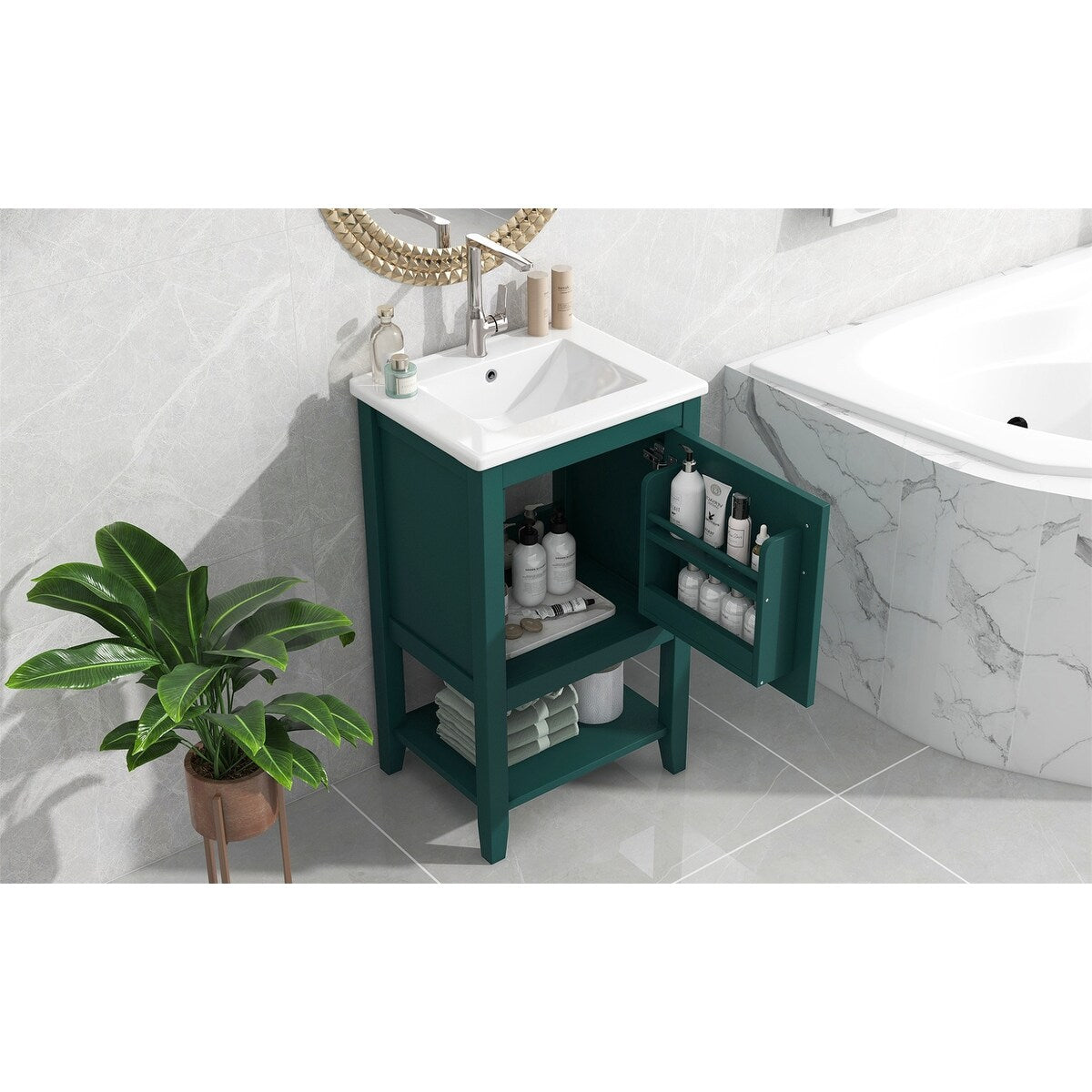 20" Bathroom Vanity with Sink, Bathroom Cabinet with Soft Closing Door