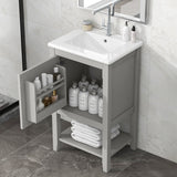 20" Bathroom Vanity with Sink, Bathroom Cabinet with Soft Closing Door, Storage Rack and Open Shelf - Grey