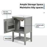 20" Bathroom Vanity with Sink, Bathroom Cabinet with Soft Closing Door, Storage Rack and Open Shelf - Grey