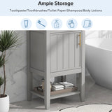20" Bathroom Vanity with Sink, Bathroom Cabinet with Soft Closing Door, Storage Rack and Open Shelf - Grey
